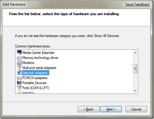 Add Loopback Adapter Windows 7